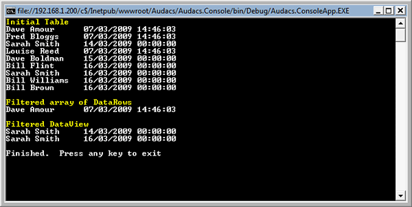Console Output